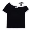 Simple, Loose-Fit T-Shirt With Polka-Dot Paneling