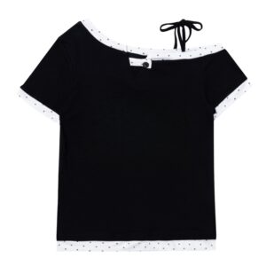 Simple, Loose-Fit T-Shirt With Polka-Dot Paneling