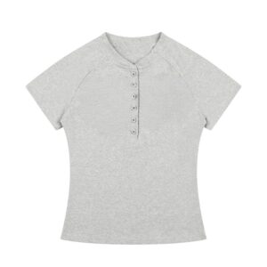 Slim-Fit Henley T-Shirt — Grey