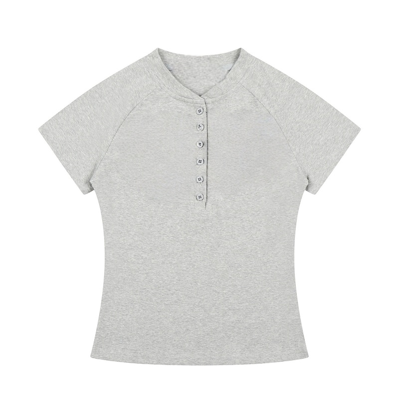 Slim-Fit Henley T-Shirt — Grey