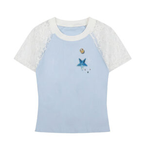 Lace-Paneled Cutout T-Shirt