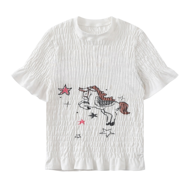 Pony Print Textured T-Shirt — White