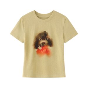 Watercolor-Style Puppy Print T-Shirt — Tawny