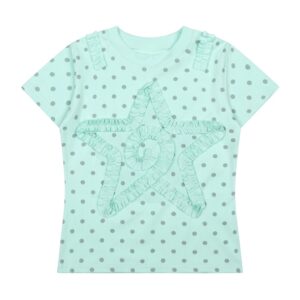 Star-Embellished Polka Dot Chic T-Shirt — Mint Green