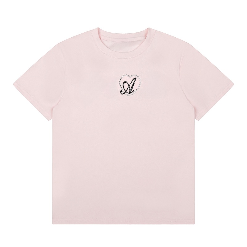 Chic Rhinestone-Embellished T-Shirt – Pink