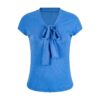 V-Neck T-Shirt With Bow-Tie Straps — Blue