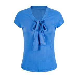 V-Neck T-Shirt With Bow-Tie Straps — Blue
