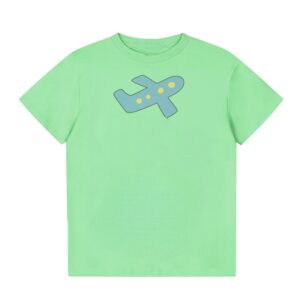 Stylish Airplane-Print T-Shirt — Green