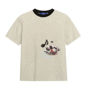 Graffiti Music Elements Print T-Shirt — Grey