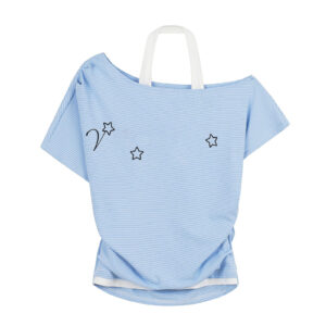 Striped Off-Shoulder Halter T-Shirt — Blue