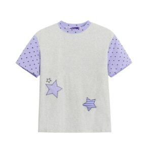 Light Purple Color-Block T-Shirt With Star Print