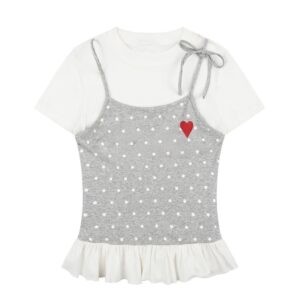 Versatile Polka-Dot Cropped T-Shirt With Designer Flair