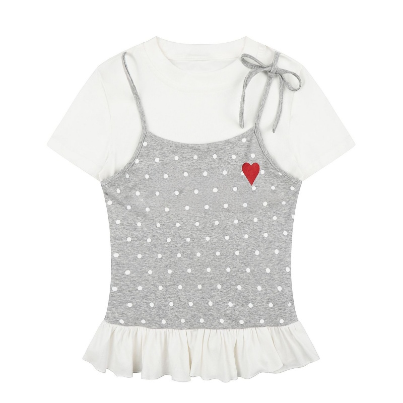 Versatile Polka-Dot Cropped T-Shirt With Designer Flair